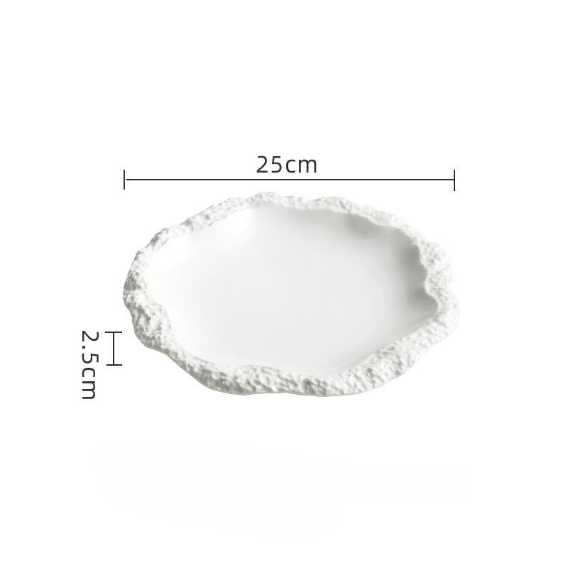 Rockpattern Skirt Plate Household Ceramic Flat Plates Vegetable Shallow Hotel Tableware INS Style Western Food Kitchen Plate