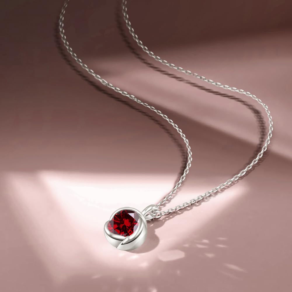 Rubin-Halskette für Juli Weiblich Top Silber Rubin Für Frauen Täglich Beliebtes Geschenk [Freier Vogel] Frauen, Geburtsstein, Anhänger, Rot, Hypoallergen, 925,