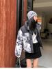 Abrigo Corto Estampado con Cuello Alto y Acolchado Grueso de Algodón Chaqueta de Invierno