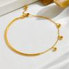 DIEYURO 316L Stainless Steel Elegant Golden Semicircle Fringe Round Beaded Bracelet Lady Trend Waterproof Hand Chain Jewelry