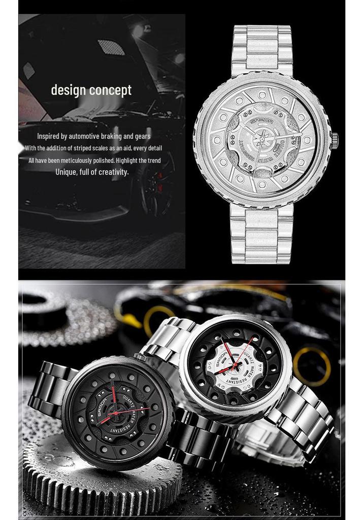 Sanda Men's Trendy Steel Band Hollow Dial Watch