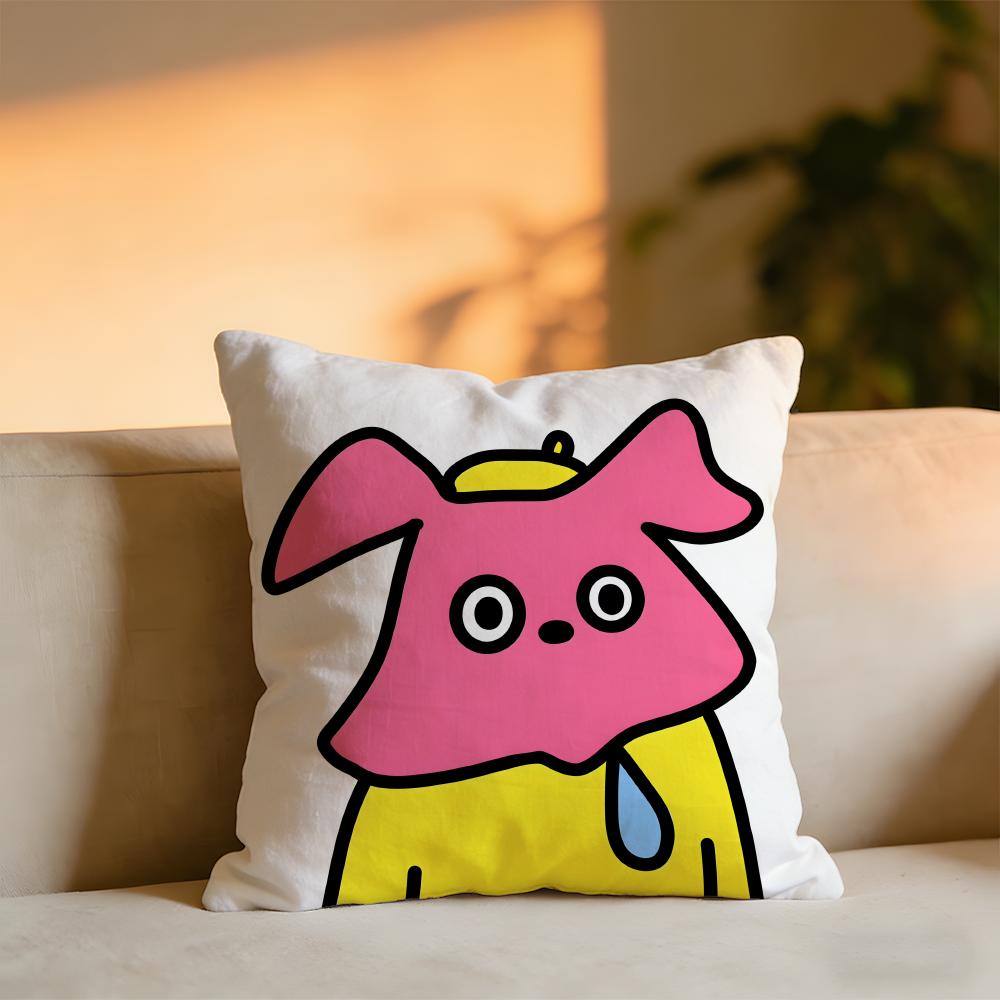 Weird Expression Doodle Cushion Cover Cozy Velvet Throw PillowSoft Warm Cushion For Sofa Bed