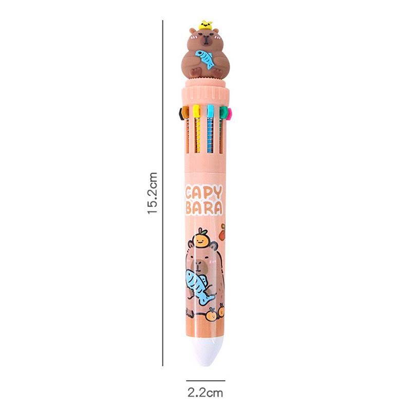 Cartoon Capybara Ten Color Ball Pen Ballpoint Pen Multicolored Pens Colorful Refill Multifunction 10 Colors In One Writing