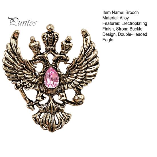Solid Metal Brooch Eagle Pin, Double-Headed Design Lapel Alloy Anti-Oxidation Strong Buckle Badge for Coats Shirts Bags Accessories Vintage Style