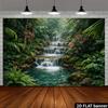 2D Lush Jungle Banner with Tiered Waterfalls Photo Booth Background Cloth