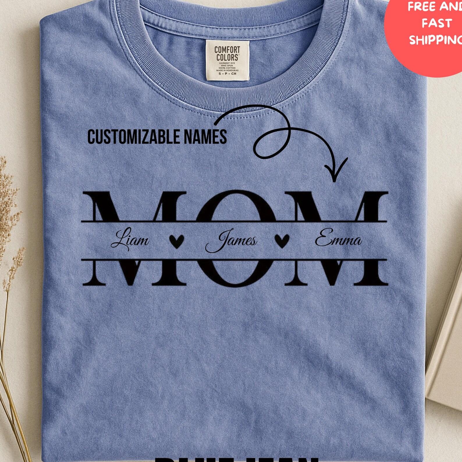 Personalized Comfort Colors Mom Shirt, Custom Mama Shirt with Kids Names, Mother s Day Gift for Mom, Custom Name T Shirt,Minimalist Mom Gift XL