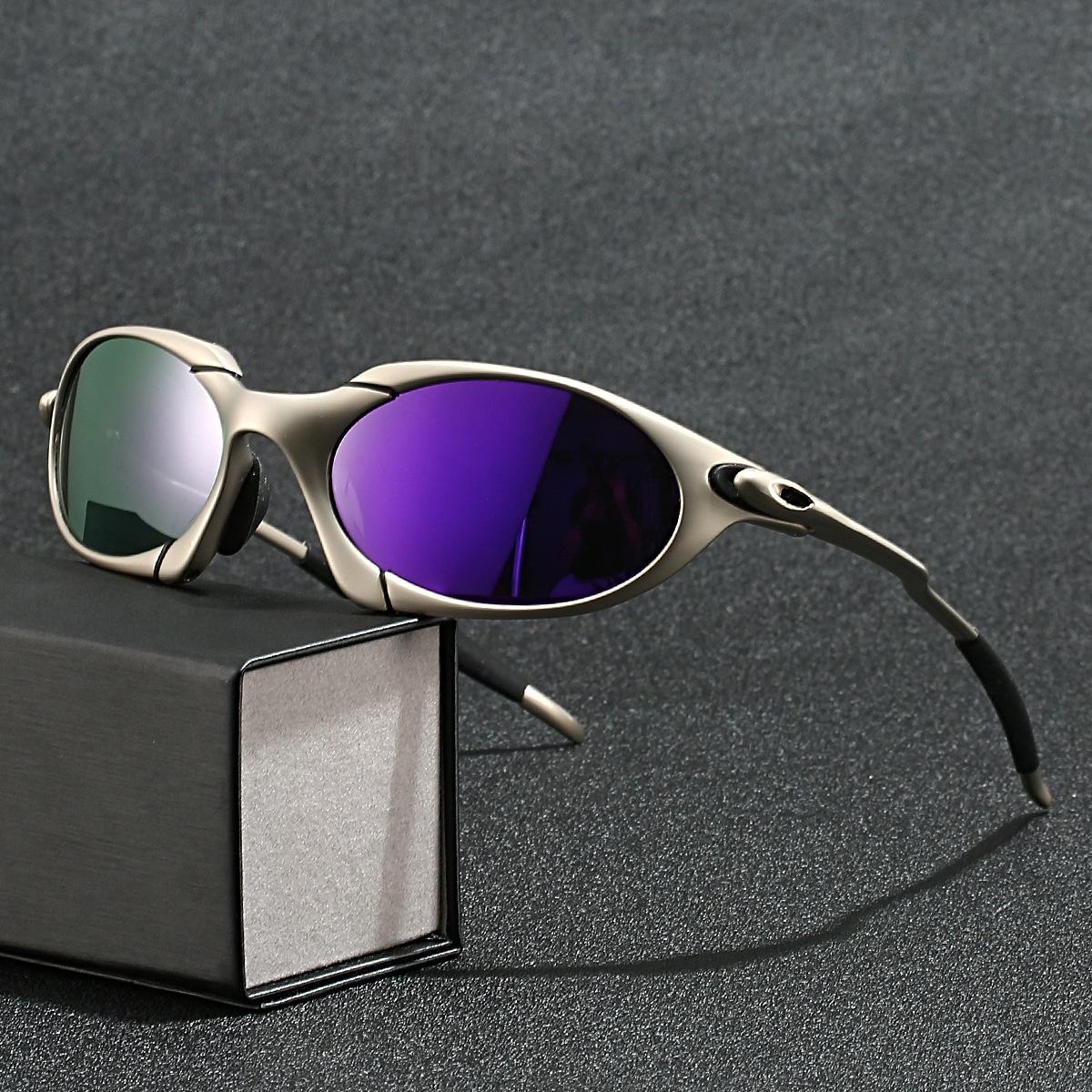 Поляризованные Металлические Песочно-Серебристые Очки для Велоспорта, Солнцезащитные Очки для Альпинизма