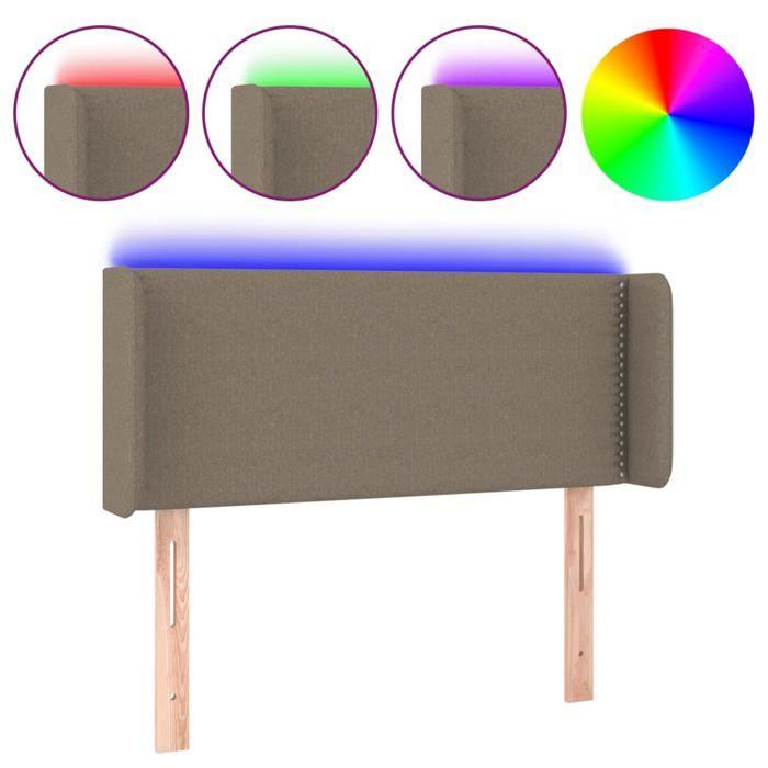 VidaXL Tête de Lit à LED Meuble de Chambre à Coucher Accessoire de Lit Simple Tête de Cadre de Lit Intérieur Taupe 3123082