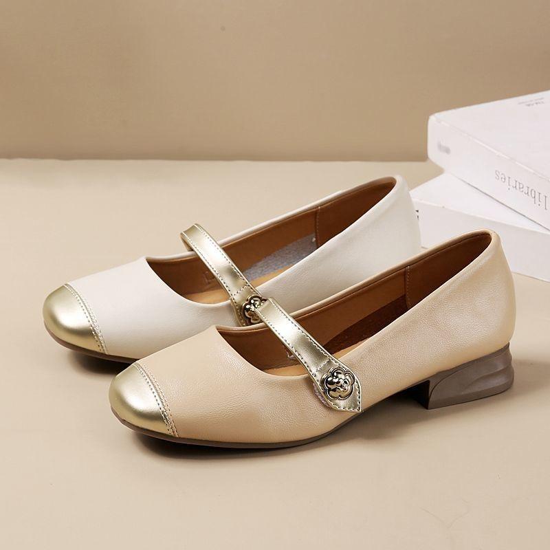 women fashion sweet light brown comfort square heel shoes for office career party lady elegant beige footwear ab545