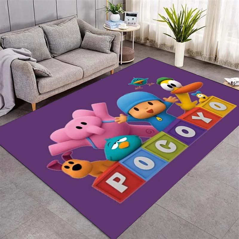 Pocoyo Cartoon Anti-slip Area Rug Light Green Letter Print Floor Mat Anime Home Decor Carpet Gift For Animation Lovers