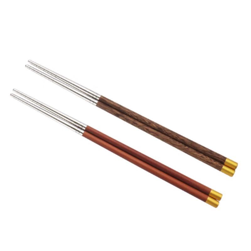 Minai 304 Stainless Steel Non-slip Chinese Style Solid Wood Chopsticks