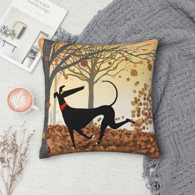 Federe Cuscino Quadrato Hound Autunnale Poliestere Stanza Levriero Whippet Lurcher Cane Federa Cuscino Carino Cuscino Decorativo