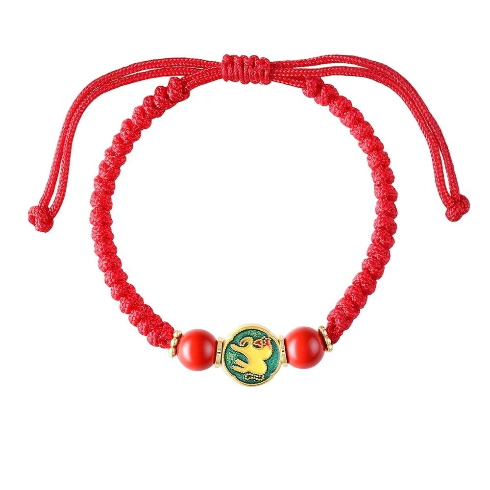 Hand-woven Zodiac Horse Bracelet Calabash Year of The Horse Good Lucky Bracelet Bead Jewelry Accessories Chinese Red Handrope