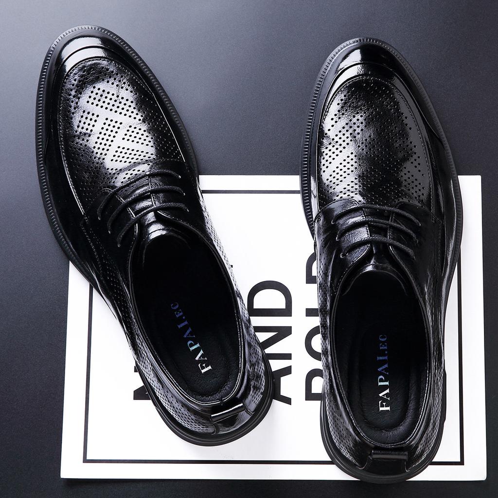 2025 summer hollow leather shoes high-end leather men's shoes first layer cowhide business casual leather shoes trend versatile