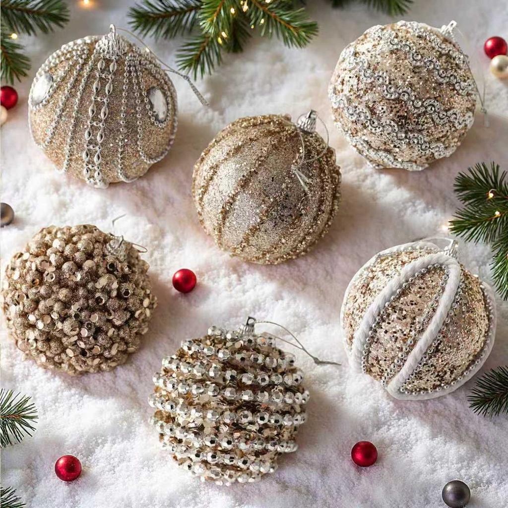 Limited-Time 8cm Plastic Christmas Ball Christmas Tree Hanging Decoration 6-Piece Set Home Party Decoration Holiday Supplies