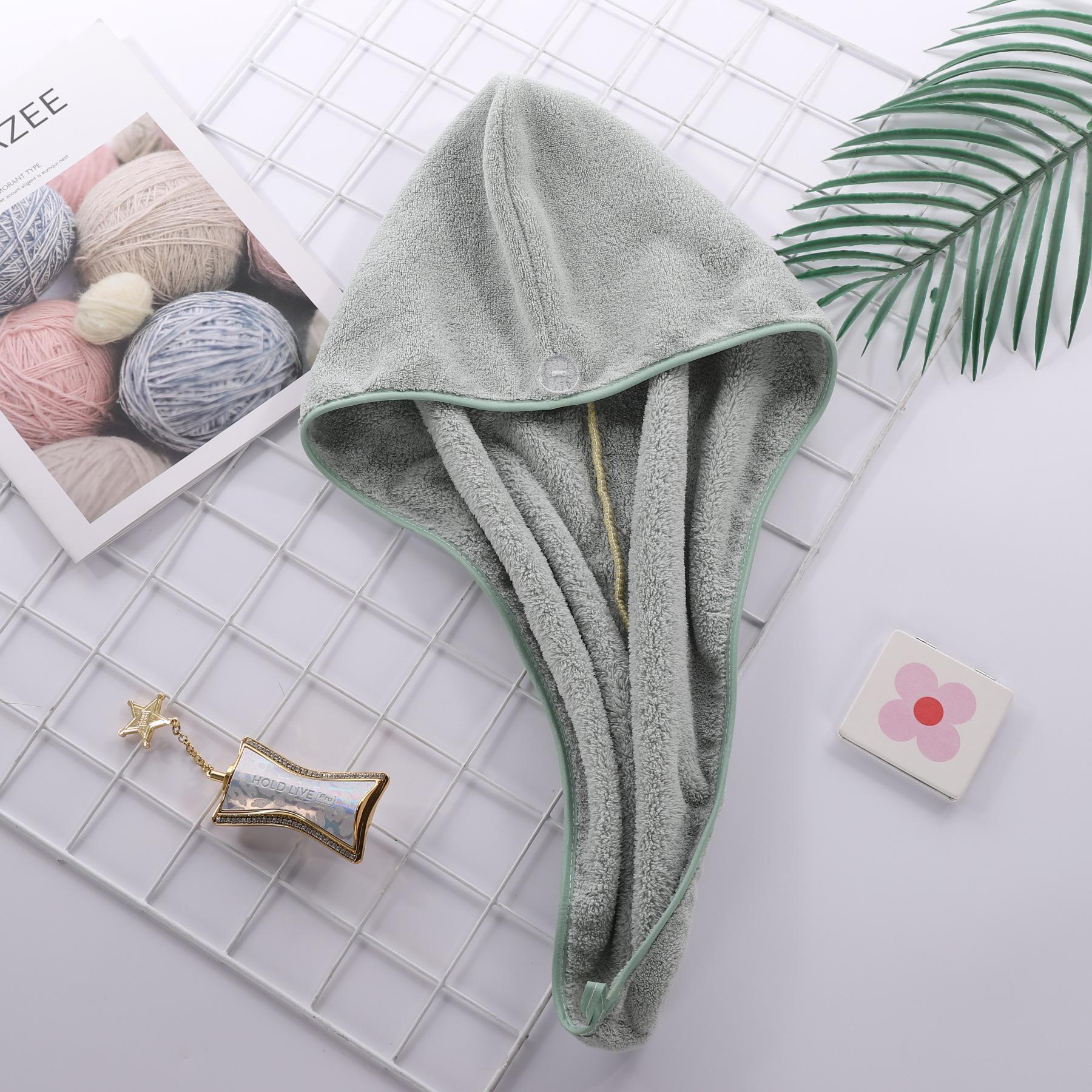 

Полотенце для волос Baotou, сухое полотенце для волос, домашнее впитывающее быстросохнущее полотенце, коралловый бархат, шапочка для сухих волос 63*25cm зелёный