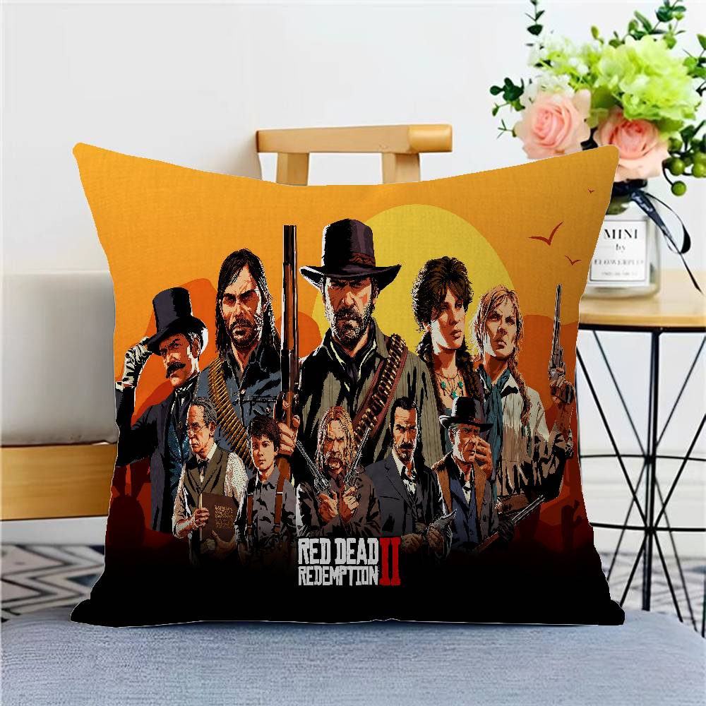 

R-Red D-Dead R-Redemption 2 Cushion Cover Inches Farmhouse Decor Home Throw Pillow Covers For Couch Decorations 12x12Inch