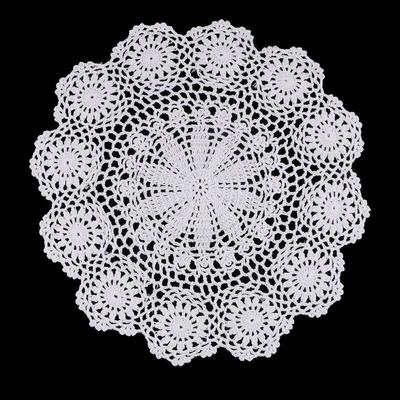 Round White Crochet Doily Hollow Tablecloth Cotton Lace Table Placemats With Flowers