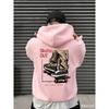 Street Skateboarding Culture "Skate Out" Logo Printed Men's Hooded Sweatshirt with Loose Pullover Trendy Fall/Winter Daily Top