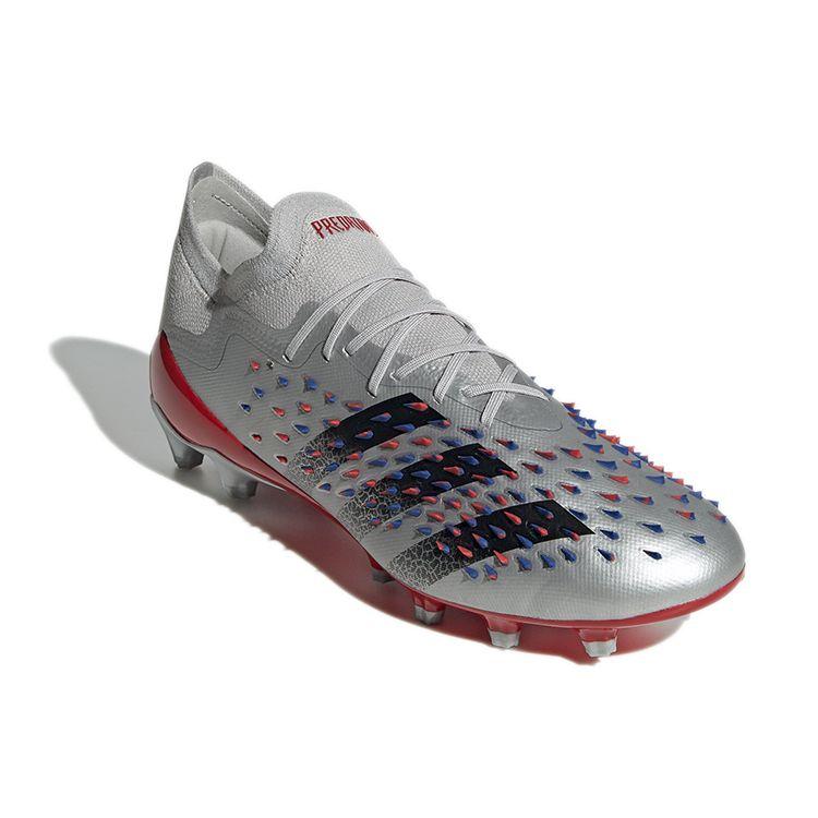 Adidas Predator Freak .1 Round Toe Lace-Up AG (Rubber Short Studs) Durable Soccer Shoes Men Soccer Shoes Silver Black Q46410