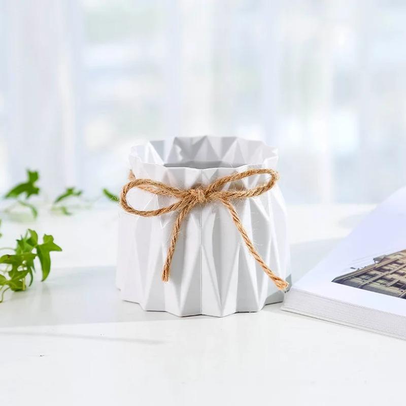 Nordic Modern Vase Imitation Ceramic Plastic Vase for Wedding Birthday Art Home Living Room Decoration Flower Arrangement
