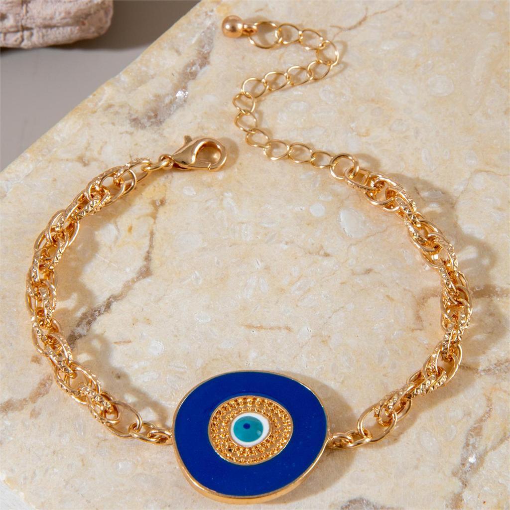 JMXD-Europe, America, Blue Devil's Eye Love Stacked Bracelet, Light Luxury Diamond Flower Butterfly Alloy Jewelry Women