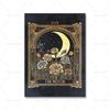 Boho Style Black The Sun Moon Tarot Card Witchy Poster Canvas Painting Abstract Flower Mystical Wall Art Picture Bedroom Decor