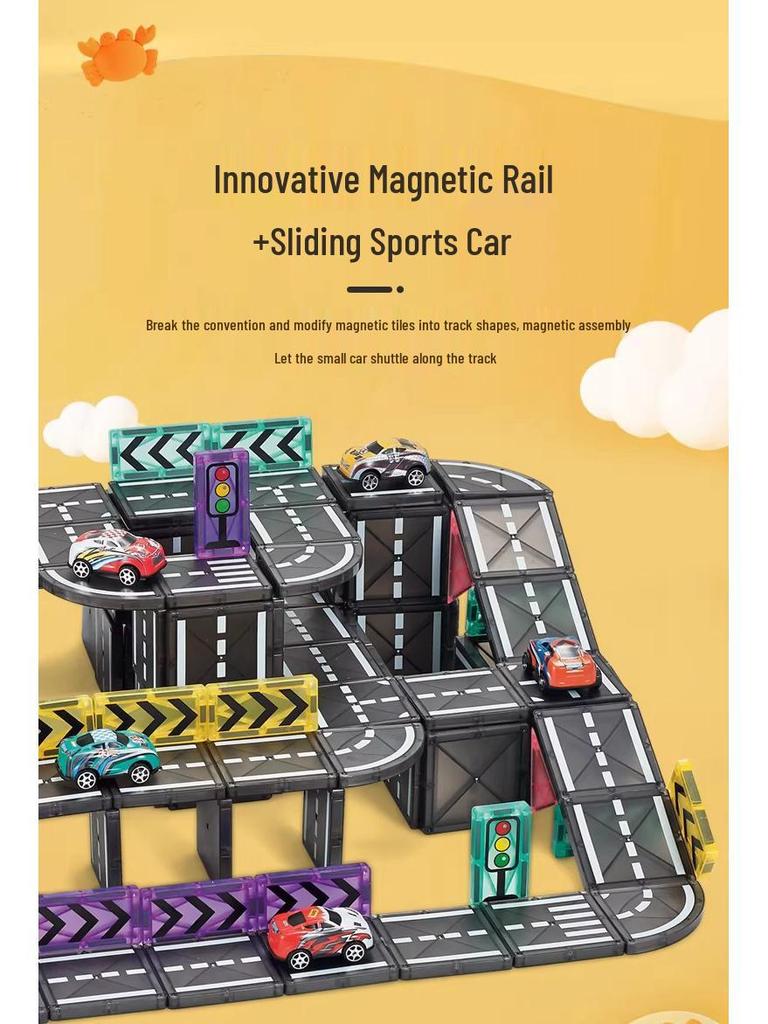 5,5 cm Magnetische Verkehrsbahn Auto Bausteine für Kinder