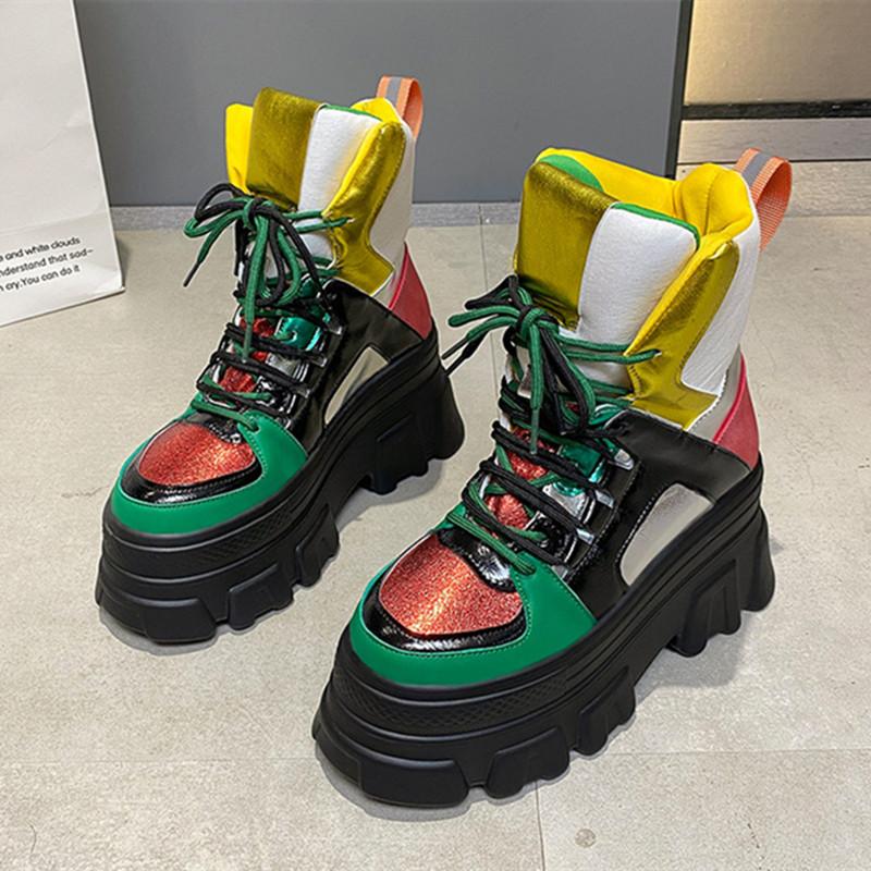 Fashion Luxury Leather PU Chunky Heel Platform Boots Women Waterproof Ankle Boots for Women Winter Warm Anti-slip Snow Boots Botas Mujer