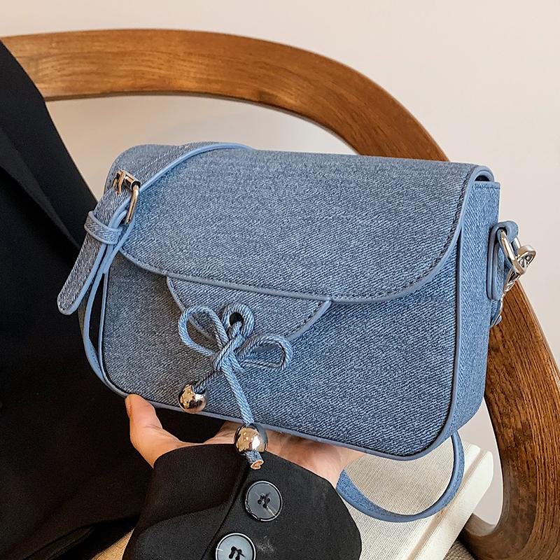 

Синяя джинсовая маленькая квадратная сумка универсальная модная осенне-зимняя сумка через плечо корейские женские ретро сумки
