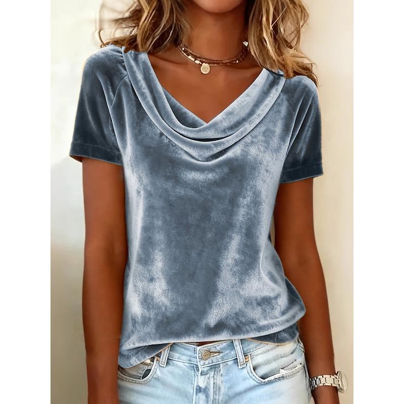 

JPNTKY Women s Fashion Casual Solid Color Print Short Sleeve V Neck Blouses & Shirts International design XXXXXL