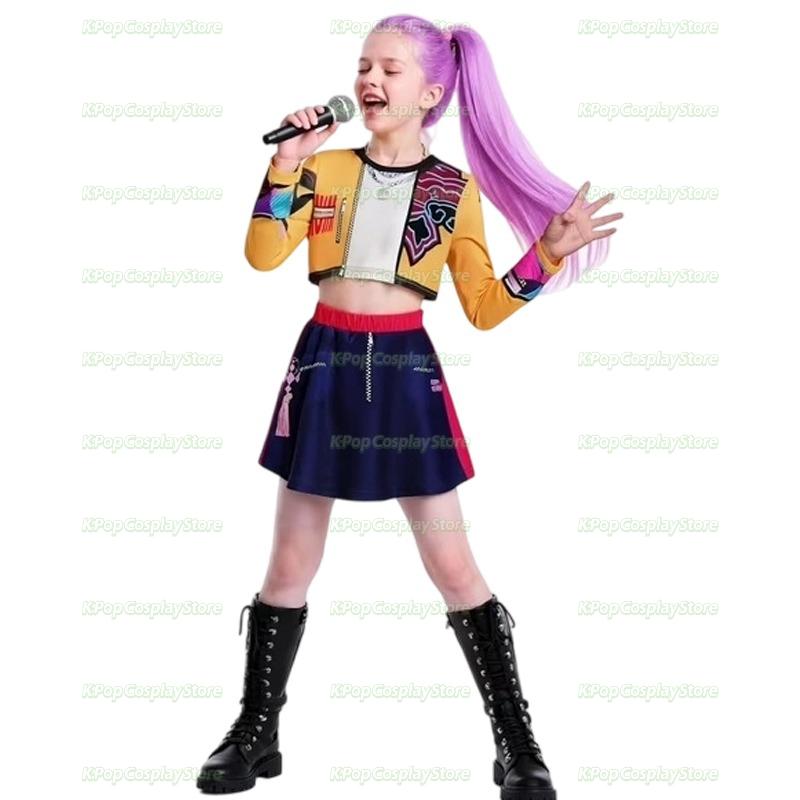 

K-Pop Руми Зои Мира Костюм для косплея Охотников на демонов для девочки Хэллоуин Сцена Узор с 3D-печатью Одежда для ролевых игр 130