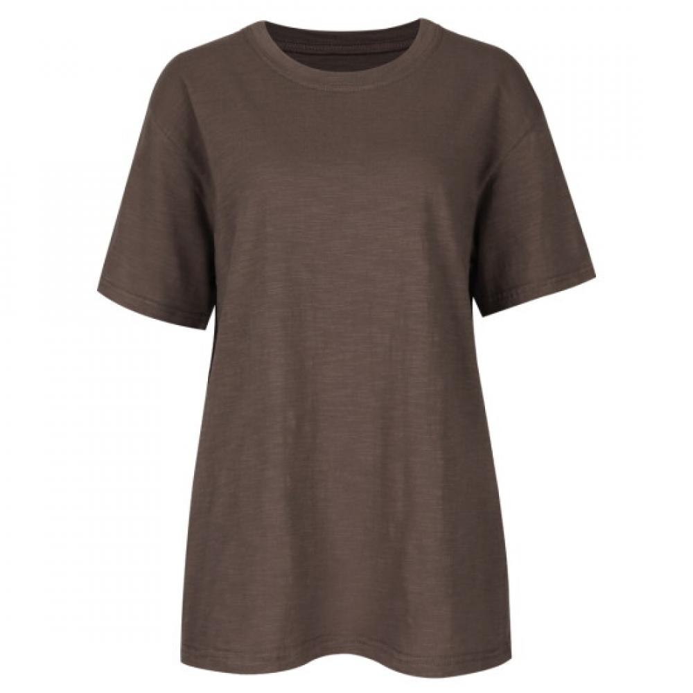 Shop Women Basic Round Neck ShorT Sleeve T shirT Brown Dai Wsh 0913