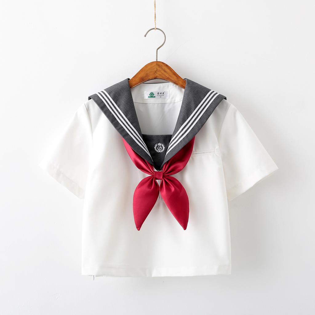 Japanske JK Cosplay Uniform Sett Grå Krage Broderi Matros Dress Kvinner Uniform College Style Kvinner JK Cosplay kostyme