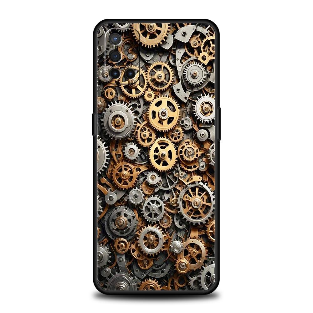 Mechanical Gear Pattern Phone Case For Oneplus 13R 13 12R 11 10T 10R Nord N100 N200 N10 10 9 9R 9RT CE 3 2 Z Pro Soft TPU Cover