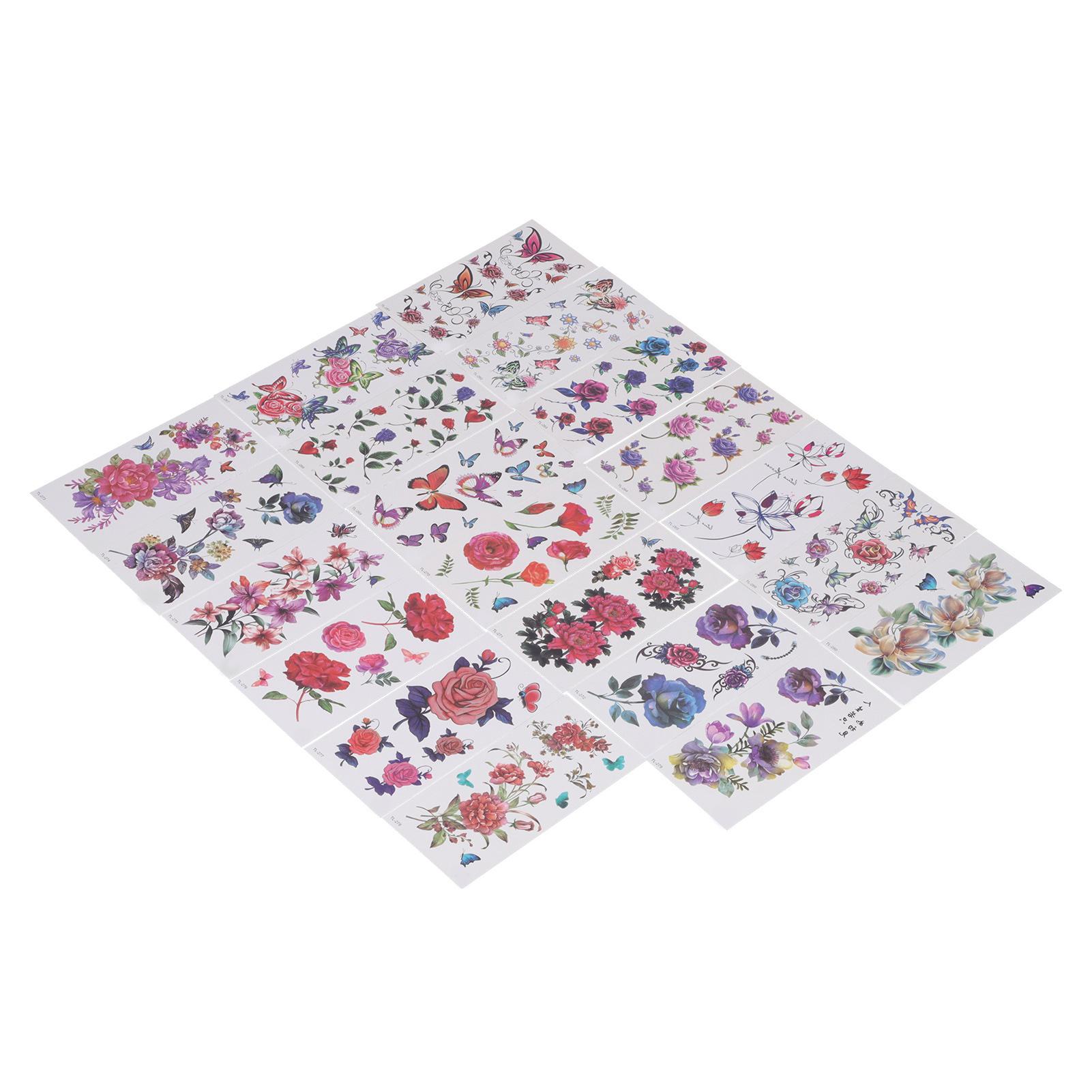 

20pcs Temporary Tattoos Waterproof Flower Pattern Fake Tattoo Stickers Set for Women