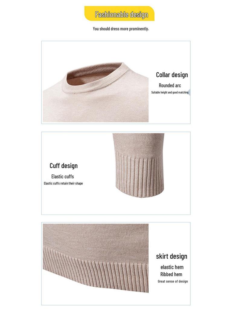 2025 Men's Casual Round Neck Solid Color Fashion Sweater