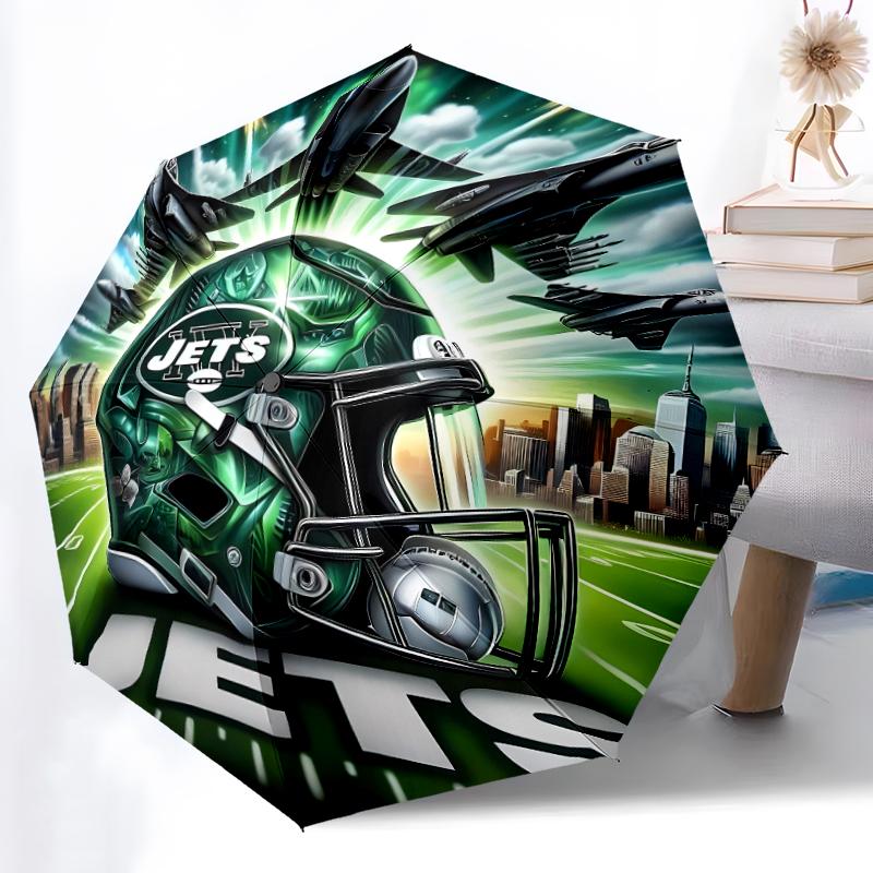 Printed New York Jets logo Folding Umbrella,Outdoor,Leisure,And Travel Umbrella,Durable Umbrella Fabric,Birthday And Holiday Gift