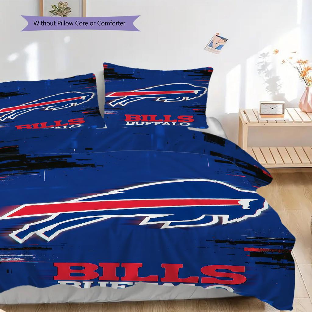 Set di tre pezzi Spirito di squadra Buffalo Bills(1 * copripiumino + 2 * federa, senza nucleo)Set biancheria da letto Morbido e confortevole Copripiumino e federa