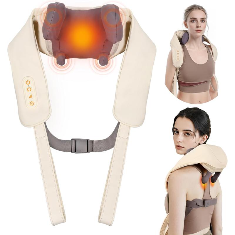 

Neck Massager with Deep Tissue Massage, Shiatsu Massage for Neck and Shoulders, Heated Function, Wireless and Portable, Suitable for Neck/Back/Legs бежевий