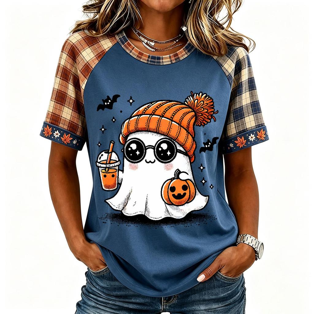 Women's Short Sleeve Raglan T-Shirt Round Neck Letter Print Casual Tee