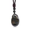 Casual Simple Natural Water Droplet Pendant Necklace Amethyst Opal Obsidian Red Agate Pendant Adjustable Cord Chain Necklace