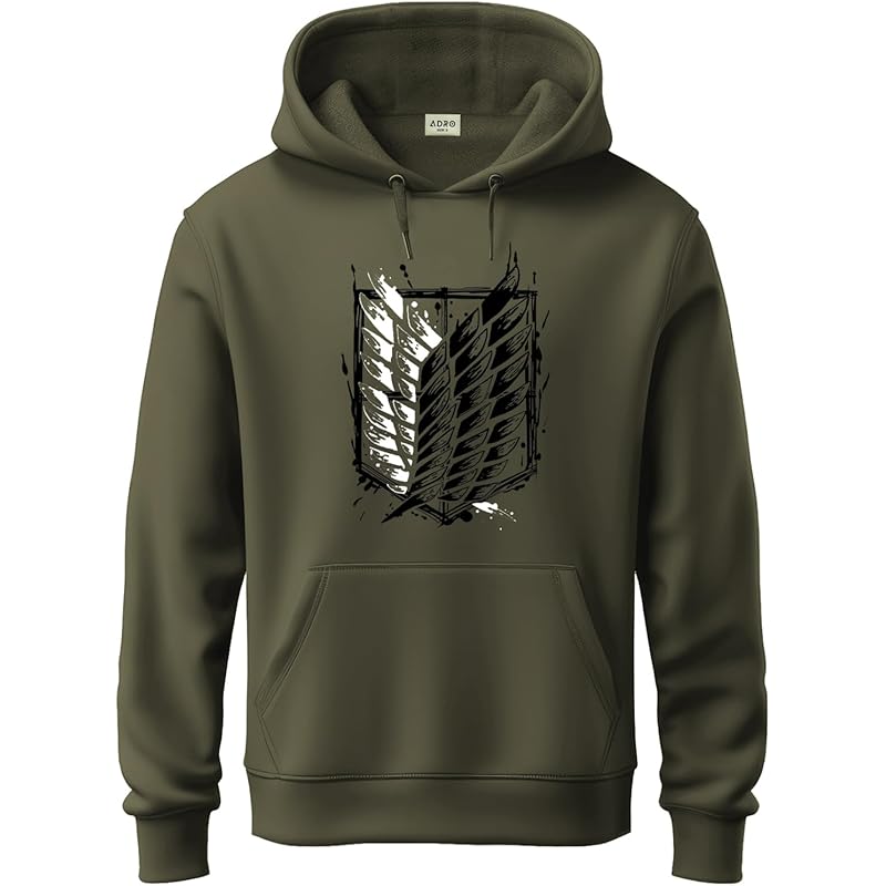 

ADRO Men s Cotton Neck Hooded Sweatshirt (H22-2-WINN-OL_Olive_2XL) 2XL оливковый