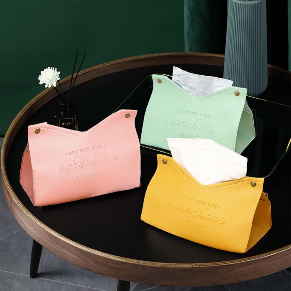 LOYELEY Tissue Box, Stylish Scandinavian Design with Cover, PU Leather, for Soft Packs, Interior Storage, Space-Saving Storage, Bathroom Storage
