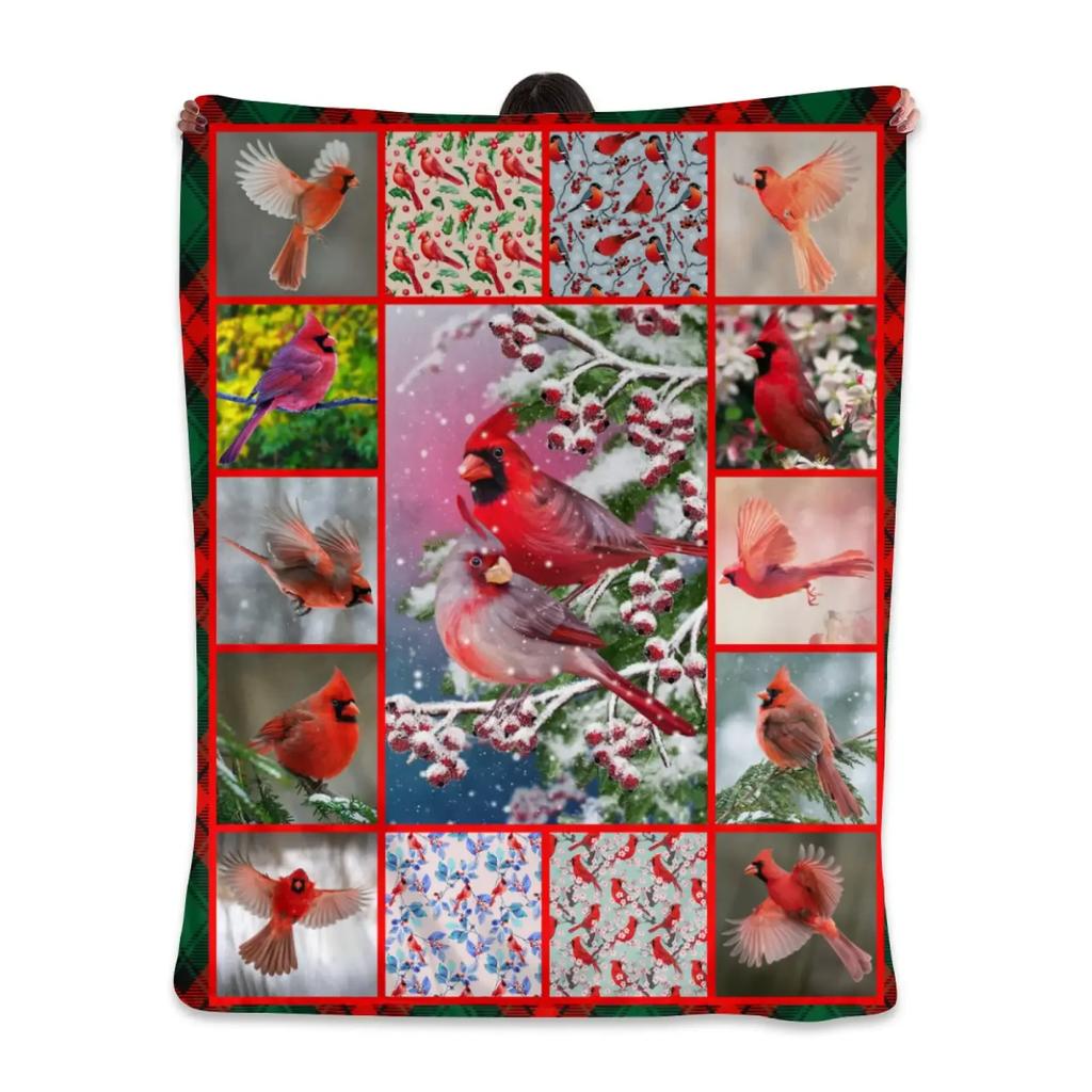 Bird Flowers Pattern Flannel Throw Blanket Super Soft Warm Lightweight King Queen Size for Bed Sofa Couch Blanket for Kids Gift
