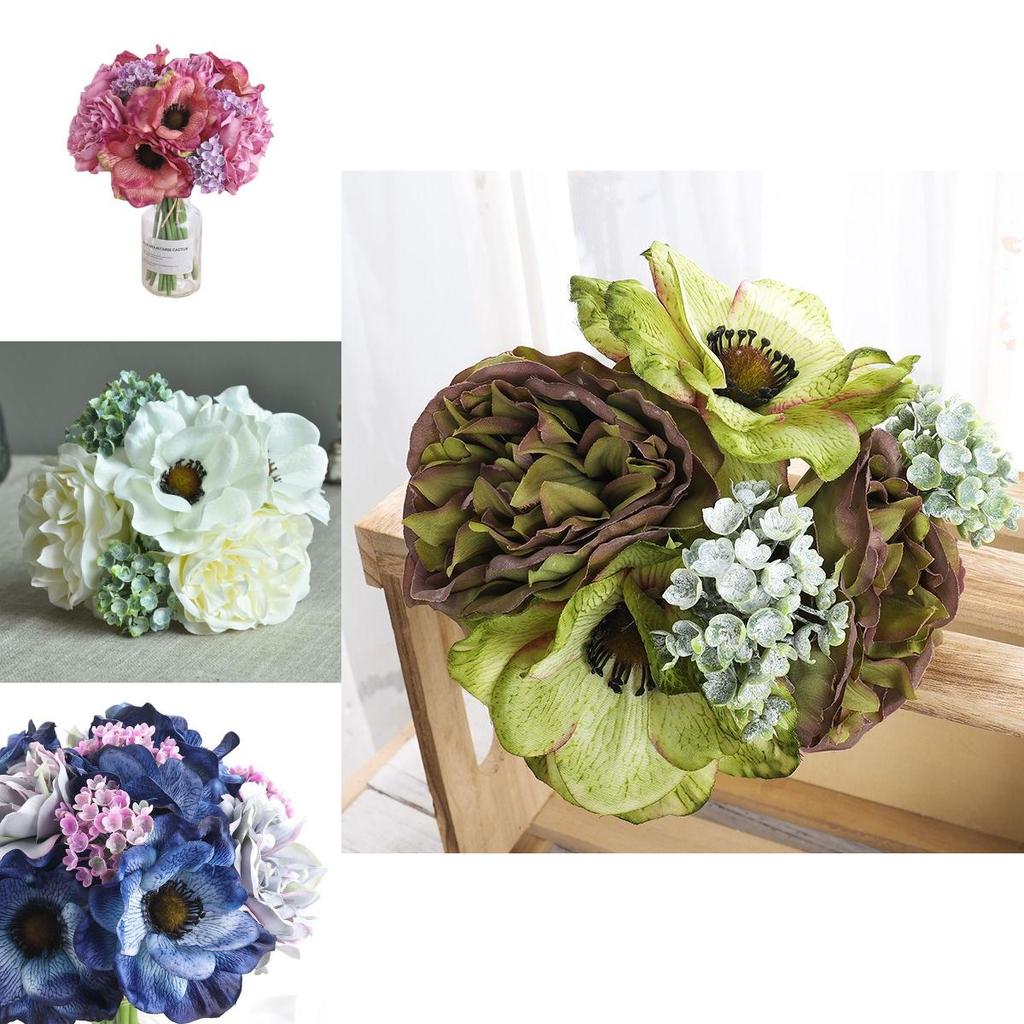 Lush Bouquet Poppy Peony Gypsophila Simulation Flower Ideal For Home Decor And Photography Prop