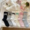 Autumn Casual and Sweet Bow Mid-calf Socks, Women's Comfortable Anti-pilling Cotton and Linen Flower Socks, College Trend Socks