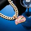 Color Diamond Sexy Bite Lip Hip Hop Personality Creative Pendant Hip Hop Cuban Chain Necklace