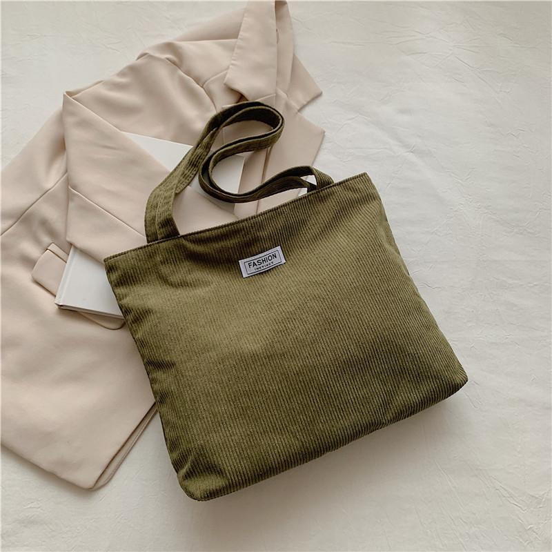 Korean Style Cotton Tote Bag for Women Solid Color Large Capacity Handbag Fashionable Casual Shoulder Purse CLE