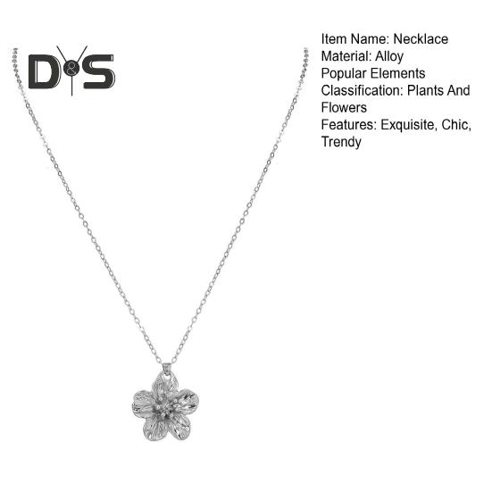 Collier de Fleurs pour Femmes Collier Pendentif Fleur en Métal Bijoux Hypoallergéniques pour Mariages Anniversaires